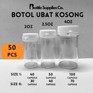 (50pcs) 2oz/ 2.5oz/ 4oz Seal Cap Pill Box/ Transparent Plastic Bottle/Empty Pill Capsule Bottle Self