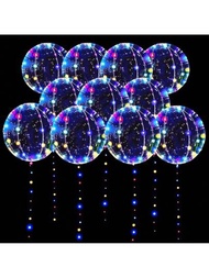 5 sets Luces LED para globos, Globos de Burbuja con luz de 20 pulgadas con helio claro, Globos de luz de neón con luces de cadena para decoración de San Valentín, Halloween, Navidad, Fiestas de cumpleaños, Graduación y Bodas (Coloridos)