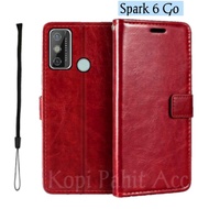 Casing Untuk Hp Tecno Spark 6 Go KE5j KE5k Flip Cover Wallet Sarung Hp Case Dompet Sarung Kulit