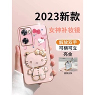 Hello Kitty Casing OPPO A57 4G 2022 OPPO A77 A57 2022 5G A77 5G narzo 50 5G OPPO A57 OPPO A39 Phone case cartoon TPU 3D Bracket Electroplating Soft Case Silicone Phone Case