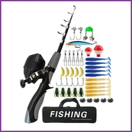 Beginner Fishing Kit Portable Tackle Box Fishing Kit 1.6m/5.25 feet Telescopic Fishing Rod Kids Fish