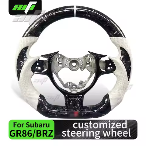 Customized perforated leather silver forged carbon steering wheel for Toyota 86 GR86 ZN6 GT86 Subaru