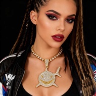 European American Unique Pendant 6ix9ine Same Style Large Shark Pendant Alloy Rhinestone Exaggerated