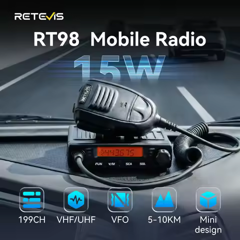 Retevis RT98 Car Radio Station Walkie Talkie Mobile Radio VHF UHF Mini Ham Radio Transceiver Amateur