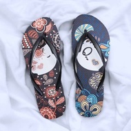 女款文創繪圖夾腳拖鞋 軟Q止滑耐磨人字拖鞋 Melody