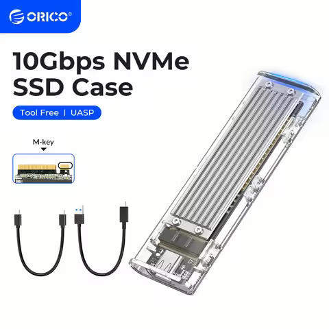 ORICO M2 SSD Case NVME SSD Enclosure M.2 to USB Type C Transparent Hard Drive Enclosure for NVME PCI