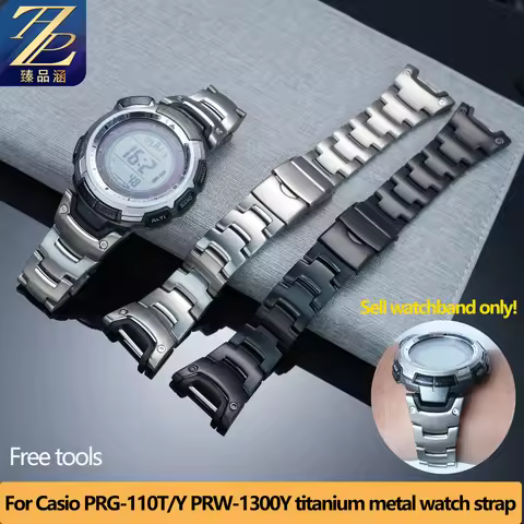 Titanium Alloy Watch Band Men's wristband For Casio PROTREK PRG-110T/Y Watch Strap PRW-1300Y Modifie
