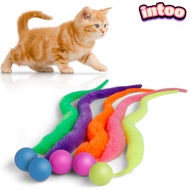 INTOO 5 PCS Cat Toys, Colorful Indoor Cats Bouncy Ball, Ball Color Random with Tail Fuzzy Worm Durab