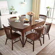 Foldable Dining Table Chair Assembly Variable Retractable Nordic All Solid Wood 6-Person Combination