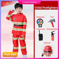 Fireman Costume for Kids Boy Firefighter Career Guidance Suit Children Cosplay Uniform Christmas
