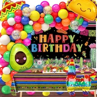 100pcs Mexican Party Birthday Decorations Fiesta Balloon Arch Garland Kit, 5 De Mayo Happy Birthday 
