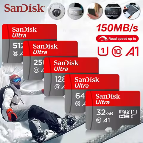 SanDisk A1 High Performance MicroSD Card Class 10 U1 100X Fast Read/Write 32/64/128/256/512GB Flash 