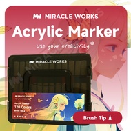 Miracle Works Acrylic Marker (Brush Head) 36/48/60/80/120 colors, 90% More Ink, Coloring on All Subs