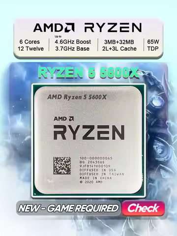 AMD R5 5600X Ryzen 5 5600X New 3.7 GHz 6-Core 12-Thread CPU 7NM 65W L3=32M 100-000000065 Socket AM4