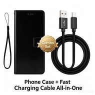 [Case+Cable]for Blackview Color 6 Wallet Case Shockproof Cover Anti-lost Strap Stand Leather Case fo