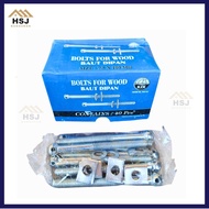 [ 40pcs ] White Bed Bolts KZK White Bed Bolts 7.5 x 100mm Skru Skru Besi Skru M6