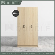 Wooddle Wardrobe 3 Door Wardrobe / White Wardrobe / Almari baju 3 pintu / Almari Baju Kayu / Almari 