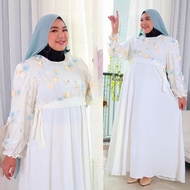 OVERRSIZE XL(42/44)-5XL(58/60) Plus Size Melur Floral Lace Woman Muslimah Maxi Dress Long Sleeves Wi