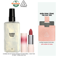 Combo 3CE Xịt Khoá Makeup Có Nhũ 95ml + Son Thỏi 07 Knit - Hồng Khô 1.5g