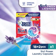 Breeze 5in1 Power Laundry Capsule Fresh Lavender 18pcs + 2 Free
