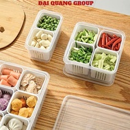 PLASTIC FOOD STORAGE BOX with 4 COMPARTMENTS, Divided Snack Tray with Convenient Lid - CODE: HOPNHUA