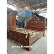 TEMPAT TIDUR KAYU JATI UKIR , DIPAN GONG UKIR 