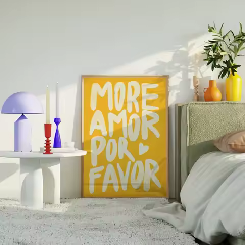 Maximalist Poster More Amor Por Favor Print Wall Art Sunshine Modern Eclectic Wall Art Posters Livin
