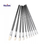 SKYISTS Professional Hog Bristle Oil Brush Set – Series 600 & 602, 5pcs: Round (2#, 10#), Flat (6#, 