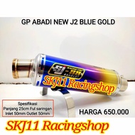 Slincer Silincer Knalpot Racing SJ88 GP ABADI J2 new Blue Gold 25 cm