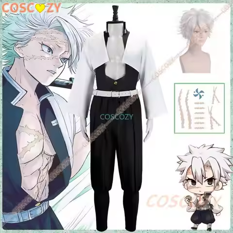 Anime Shinazugawa Sanemi Wind Hashira Cosplay Costume Outfit Wig Stickers Full Set Convention Cospla