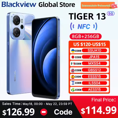 Blackview Oscal Tiger 13 5G Smartphone 6.67 inch 90Hz IPS Display NFC 5000mAh Unisoc T760 256GB 50MP