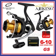 (6kg-10kg Maxdrag) Ajiking GS Spinning Fishing Reel 2+1BB Freshwater Mesin Pancing Screw in Handle