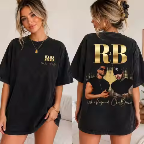 R&B Tour Washed Shirt, Chris Brown Shirt, Usher Tee, Usher Raymond And Chris Brown Shirt, Breezy Tee
