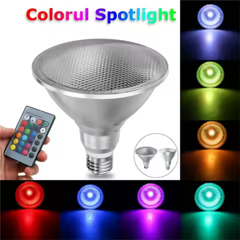 Dimmable RGB PAR30 PAR38 Par Light E27 15W 25W LED Spotlight Bulb Flood Lamp Remote Control Multicol
