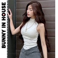 BUNNY IN HOUSE A01 form women's bodycon t-shirt Sleeveless 4-way stretch plain cotton collar