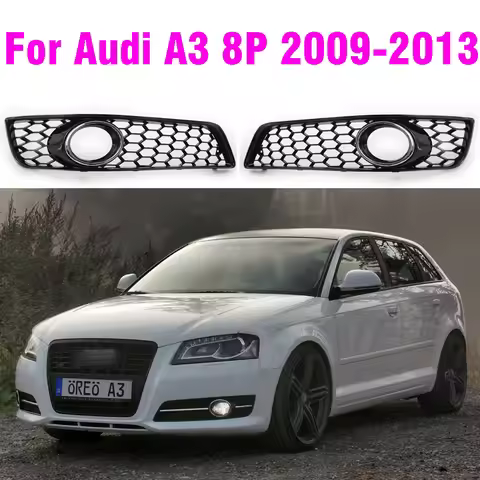Chrome Black Car Front Fog Light Grill Cover Trim Honeycomb Grill For Audi A3 8P 2009-2013