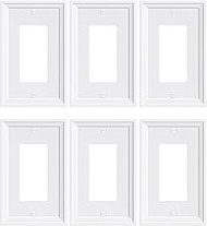 6-Pack Decorator Outlet Cover Plate, White Decorative Switch Plates and Outlet Covers, Natural Bambo