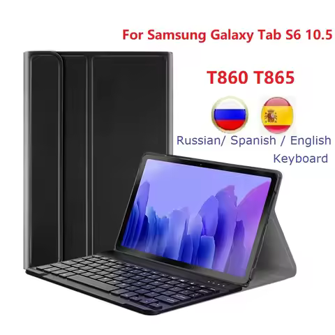 For Samsung Galaxy Tab S6 10.5 T860 T865 Case With Keyboard Russia Spanish World Keyboard For Samsun