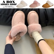 Check Shop * [KM5529] 2.5cm Thin-Soled Full Fleece Snow Boots Slippers Furry Half-Pack Warm Lazy Ind