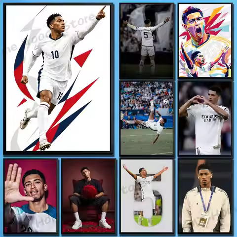 Soccer 5 2026 J-Jude Bellingham Poster HD Art Sticky Wall Waterproof For Bedroom Game Room Wall Home