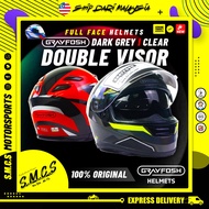 GRAYFOSH G9999 Full Face Helmet Adjustable Double Visor (100%Original) TOPI KELEDAR MOTOSIKAL 头盔 SMO