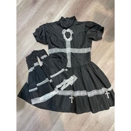 Black Gothic Lace Cross Detail Dress