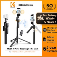 K&F CONCEPT MS51 180cm AI Facial Tracking Selfie Stick Tripod 2in1 For Phone/Action Camera/Gopro 自拍杆