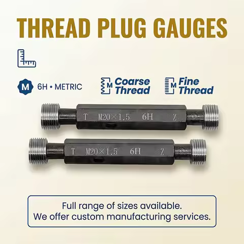 M16-M90 Metric Thread Plug Gauge GO/NO GO,6H Tolerance Coarse Fine Thread Gauge For M Series Thread 