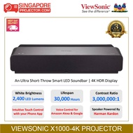 ViewSonic X1000-4K+ 4K HDR Ultra Short Throw Smart LED Soundbar Projector