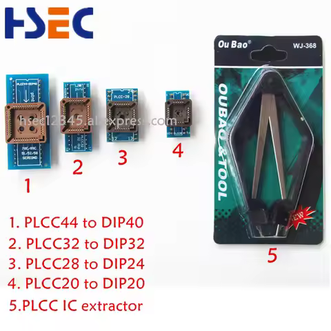4pcs PLCC44 PLCC32 PLCC28 PLCC20 adapter socket+ plcc extractor for TL866cs TL866A TL866II PLUS prog