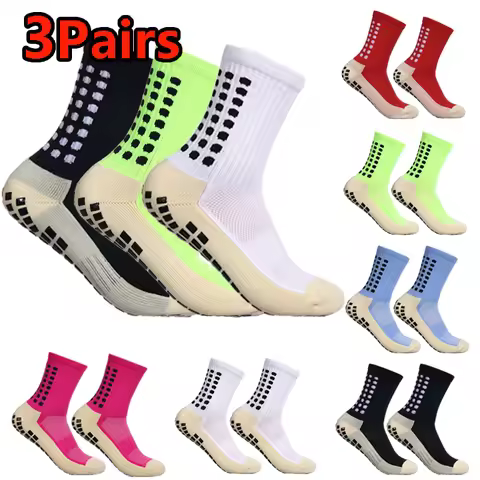 3 Pairs Men's Soccer Socks Non-Slip Mid-Tube Football Basketball Socks Breathable Grip Pad Sports Cy