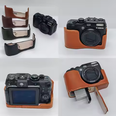 PU Leather Half Case for Canon PowerShot G12 G11 Camera Bag Cover Battery Opening Base Cover