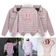 Drew's Casual Loose Fit Pink Jacket with Smiley Face Design - Perfect for Men & Women