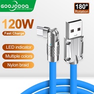 Goojodoq 120w 6A Super Fast Charging Cable 180 Degree Swivel Cable USB Type C Gaming Silicone Fast C